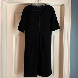Black, zip front Isabella Oliver maternity dress
